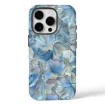Iridescent Blue Petal Floral Print iPhone Case