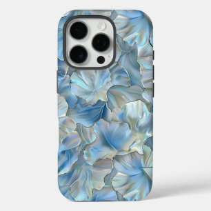 Iridescent Blue Petal Floral Print iPhone Case