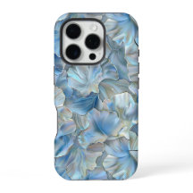 Iridescent Blue Petal Floral Print iPhone Case
