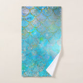 Iridescent Blue Shimmer Mermaid Scales Bad Handdoek (Handdoek)