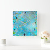  Iridescent Blue Shimmer Mermaid Scales Vierkante Klok (Huis)