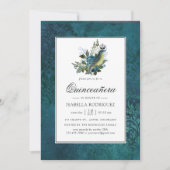 Iridescent Blue Wild Woodland Quinceañera Kaart (Voorkant)