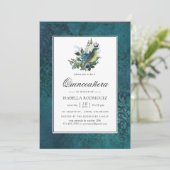 Iridescent Blue Wild Woodland Quinceañera Kaart (Staand voorkant)