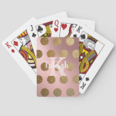 Iridescent Blush Pink Gold Polka Dots Monogram Pokerkaarten (Achterkant)