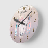  Iridescent Boho Chic Floral Rustic Aangepast Ronde Klok (Hoek)