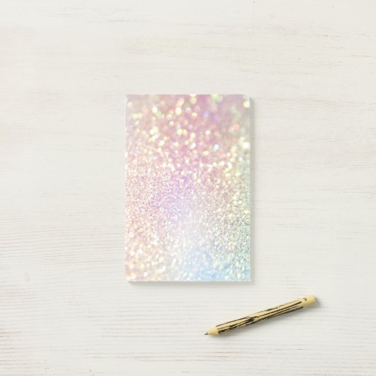 Iridescent Bokeh & Faux Glitter 1 Post-it® Notes (Op bureau)