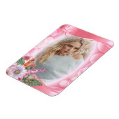 Iridescent Bokeh PInk &  bloemen - DIY Foto Magneet (Linkerzijde)