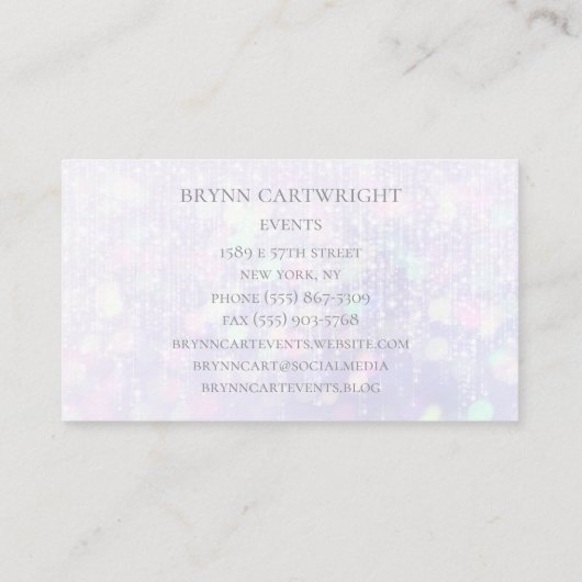 Iridescent Bokeh Sparkle Lights White Visitekaartje (Achterkant)
