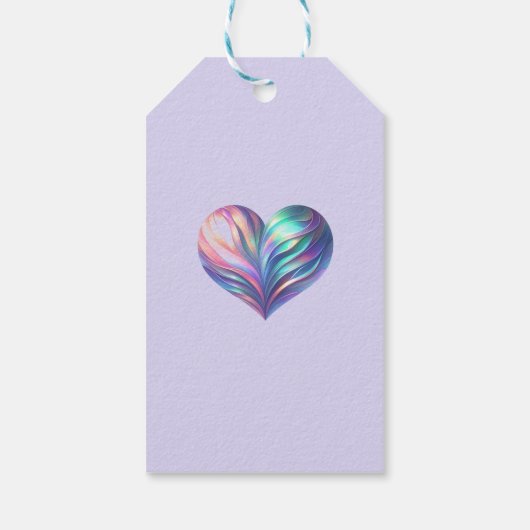 Iridescent Bow and Heart Gift Label Cadeaulabel (Achterkant)