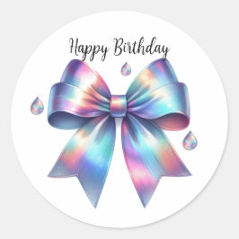 Iridescent Bow Happy Birthday Ronde Sticker