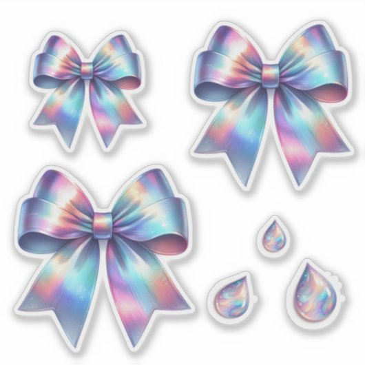Iridescent Bow Set met Teardrops Sticker (Voorkant)