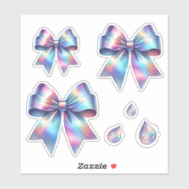 Iridescent Bow Set met Teardrops Sticker