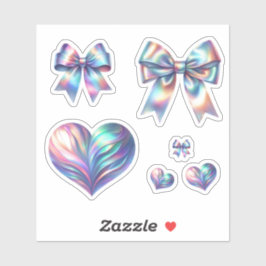 Iridescent Bows and Hearts Set Sticker