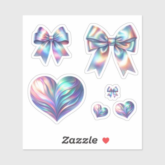 Iridescent Bows and Hearts Set Sticker (Vel)