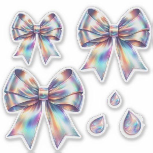 Iridescent Bows met Teardrops Sticker (Voorkant)