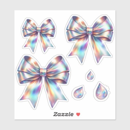 Iridescent Bows met Teardrops Sticker (Vel)