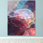 Iridescent Brain Nebula Neural Glow Art Canvas Afdruk (Insitu (Houten vloer))