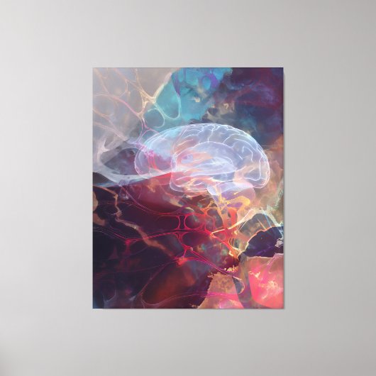 Iridescent Brain Nebula Neural Glow Art Canvas Afdruk (Voorkant)