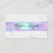 Iridescent Brush Stroke Zilver Wit Folie Marmer Visitekaartje (Voorkant)