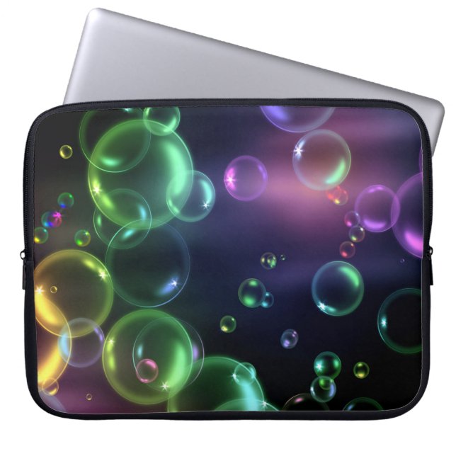 Iridescent bundel op zwart laptop sleeve (Voorkant)