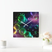 Iridescent bundel op zwart vierkante klok (Huis)