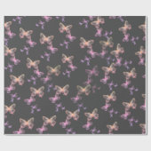 Iridescent Butterflies op grijs Cadeaupapier (Vlak)