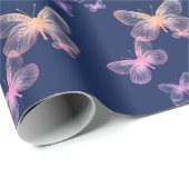 Iridescent Butterflies op Navy Blue Cadeaupapier (Rol Hoek)