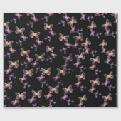Iridescent Butterflies op zwart Cadeaupapier (Vlak)