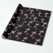 Iridescent Butterflies op zwart Cadeaupapier (Uitgerold)