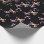 Iridescent Butterflies op zwart Cadeaupapier (Hoek)