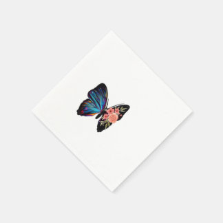 Iridescent Butterfly Floral Cocktail Napkins - Bri Servet