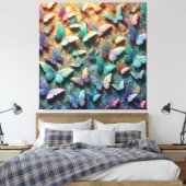 Iridescent Butterfly Garden Canvas Afdruk (Insitu (Slaapkamer))
