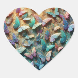 Iridescent Butterfly Garden Hart Sticker