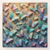Iridescent Butterfly Garden Mousepad Glazen Onderzetter (Voorkant)