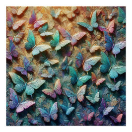 Iridescent Butterfly Garden Perfect Poster