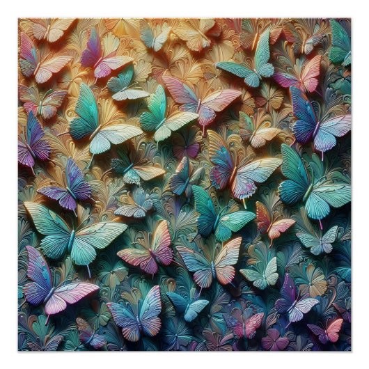 Iridescent Butterfly Garden Perfect Poster (Voorkant)