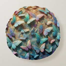 Iridescent Butterfly Garden Rond Kussen