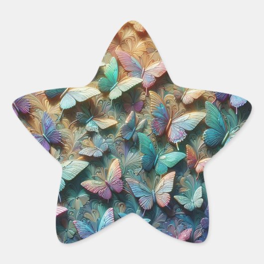 Iridescent Butterfly Garden Ster Sticker (Voorkant)