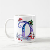 Iridescent Christmas Letter D with Snowman Koffiemok (Links)