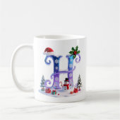 Iridescent Christmas Letter H with Snowman Koffiemok (Links)
