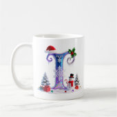 Iridescent Christmas Letter I with Snowman Koffiemok (Links)