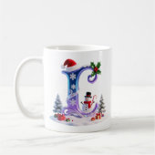 Iridescent Christmas Letter L with Snowman Koffiemok (Links)