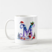 Iridescent Christmas Letter M with Snowman Koffiemok (Links)