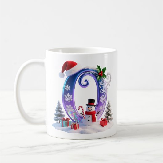 Iridescent Christmas Letter O with Snowman Koffiemok (Links)