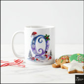 Iridescent Christmas Letter Q with Snowman Koffiemok