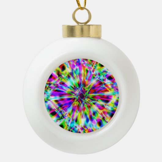 Iridescent Chrome Six Keramische Bal Ornament (Voorkant)