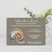 Iridescent Conch Shell Minimalist wedding Kaart (Staand voorkant)