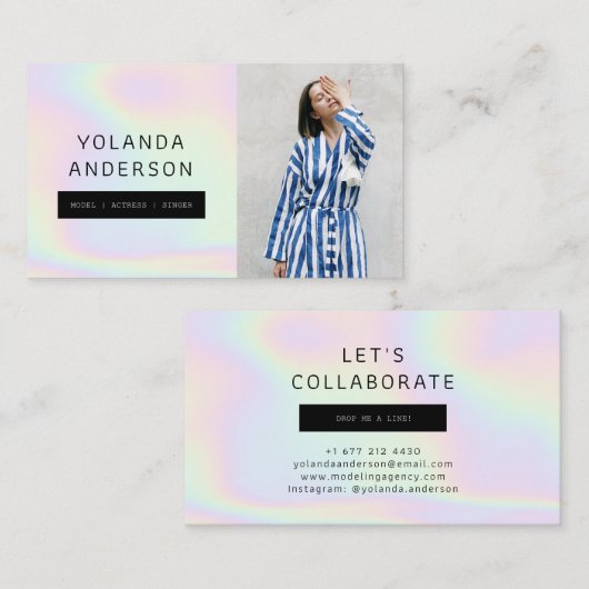Iridescent cool mode stylist acteur model foto visitekaartje (Voorkant / Achterkant)
