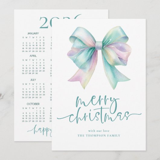 Iridescent Coquette 2026 Kalender Vrolijk Kerstfee Feestdagenkaart (Voorkant / Achterkant)