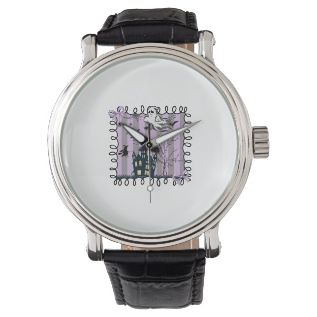 Iridescent Coquette Halloween Horloge (Voorkant)